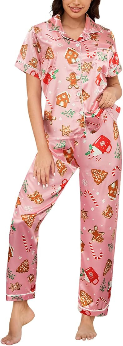 VENTELAN Women's Pajama Set Plus Size Super-Soft Short & Long Sleeve Top With Pants Two-piece Pjs... | Amazon (US)