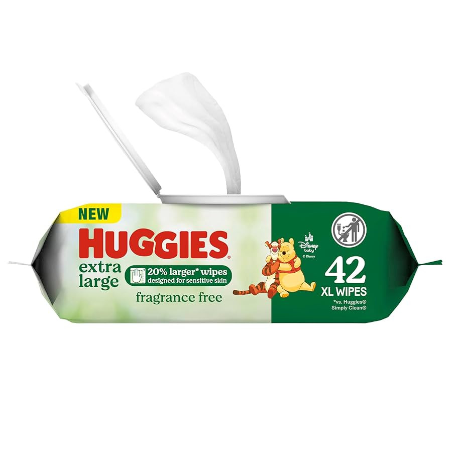 Huggies Extra Large Baby Wipes, Unscented, 1 Flip-Top Pack, 42 XL Wipes Total, Packaging May Vary | Amazon (US)