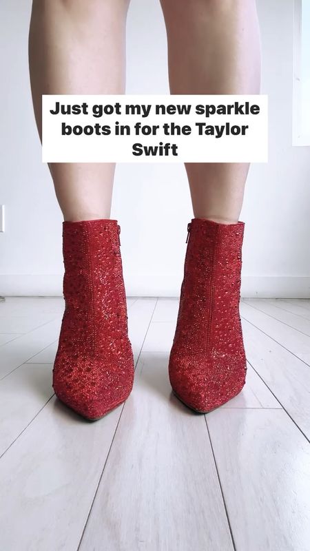 My Betsy Johnson sparkle boots just arrived!! These common multiple colors, and even wide options! I also tax some other fun sparkle options for my gals on a budget. 💗 I am wearing a size 7 wide. 

#LTKFind #LTKFestival #LTKshoecrush