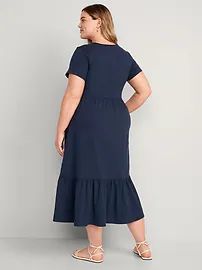 Short-Sleeve Tiered Midi Dress for Women | Old Navy (US)