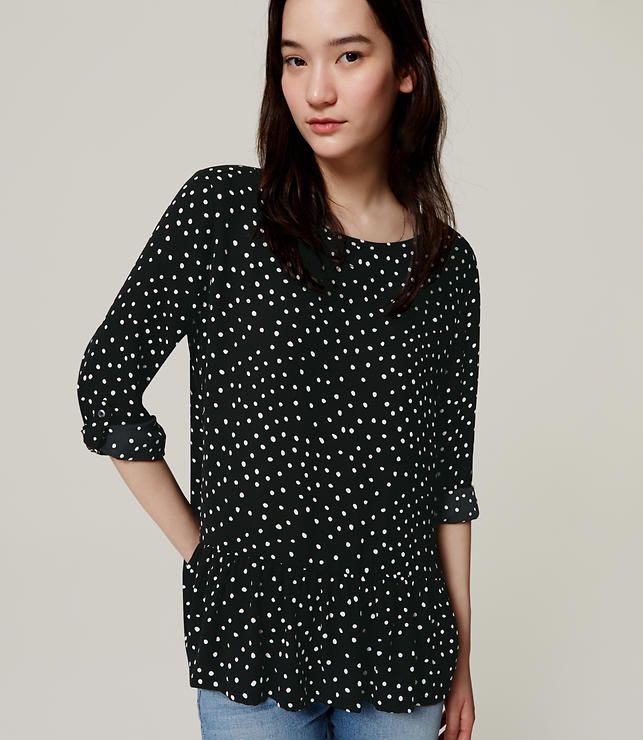 Polka Dot Peplum Blouse | Loft