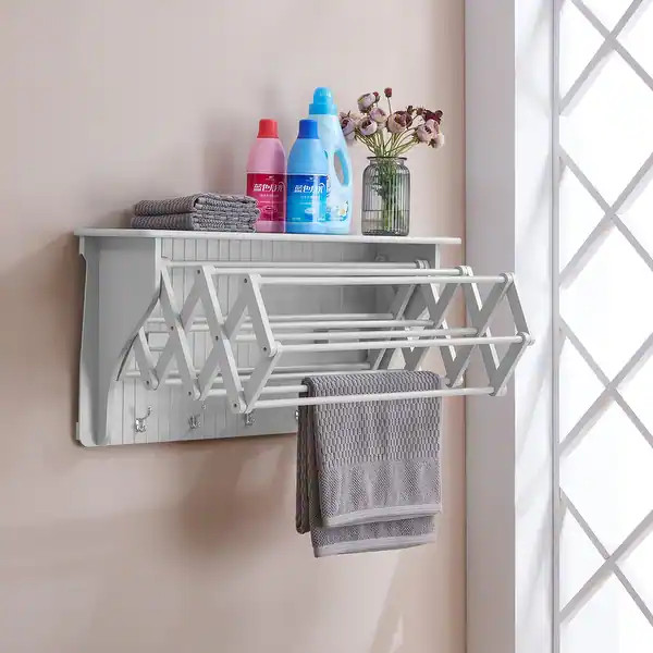 Danya B. Wall Mounted Retractable Accordion Drying Rack | Bed Bath & Beyond