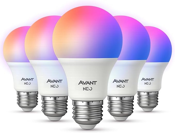 Kit 5 Lâmpadas AVANT NEO Smart LED 10W E27 Dimerizável RGB Compatível com Alexa e Google Home ... | Amazon (BR)