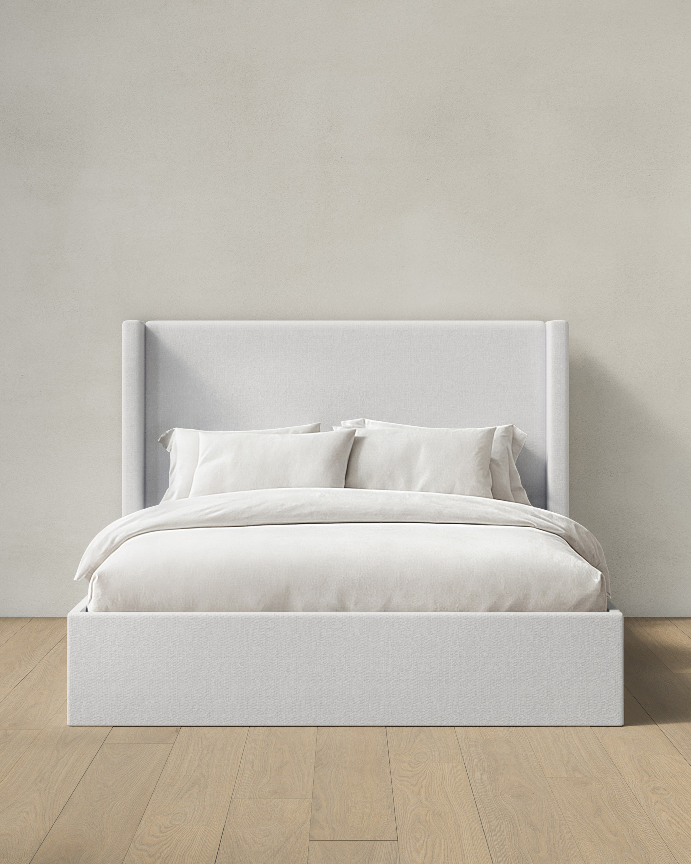 Quince | 100% Linen Wingback Bed in White, Size King | Quince