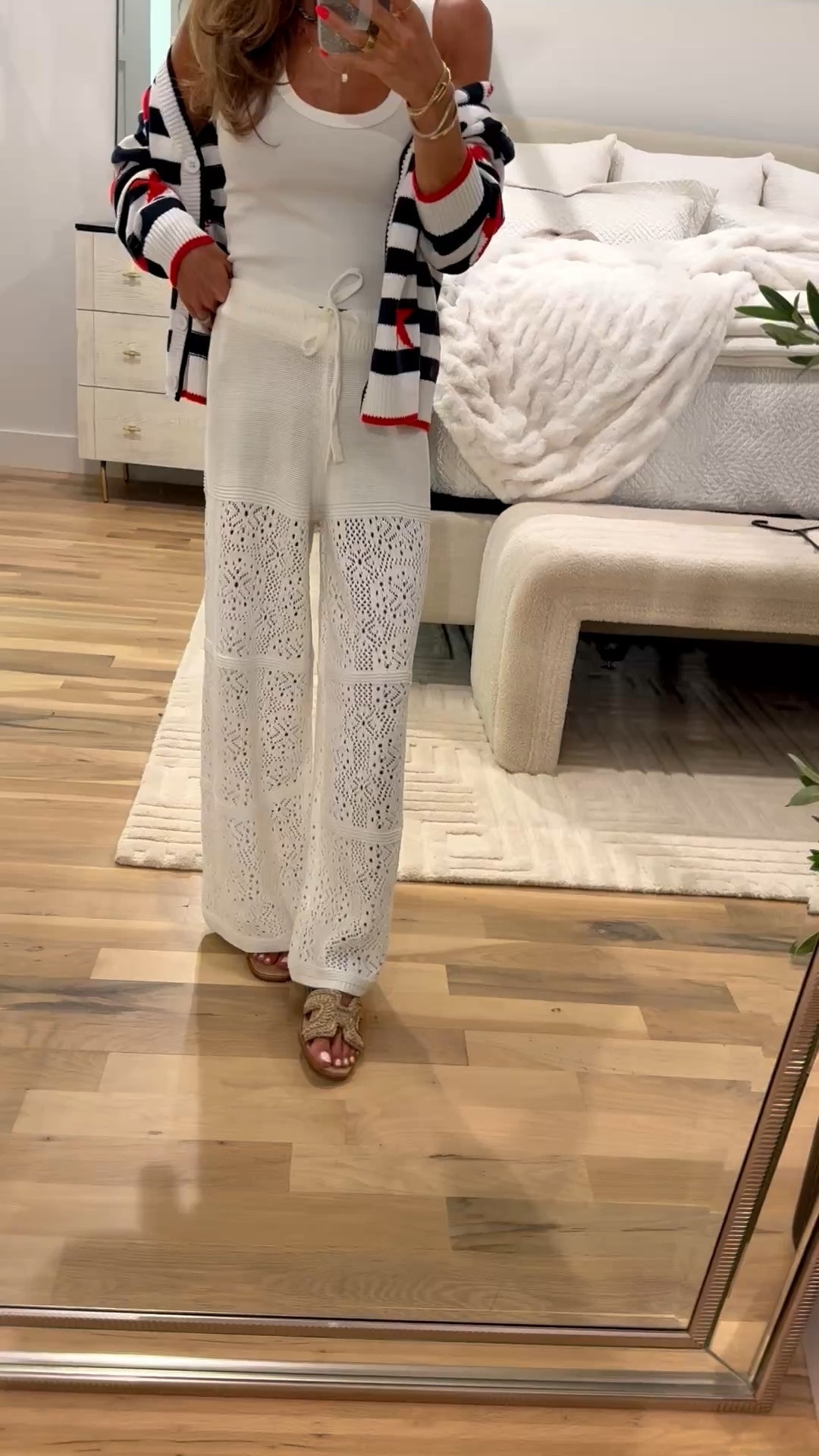 Summer crochet sweater pants size xs with festive red white and blue cardigan sweater size xs 
July 4th outfit idea

#LTKPetite #LTKSeasonal