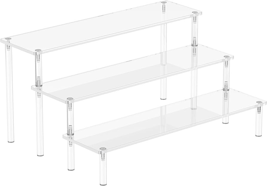 Acrylic Display Risers, 3 Tier Perfume Organizer Stand, Clear Cupcake Stand Holder, Large Shelf R... | Amazon (US)
