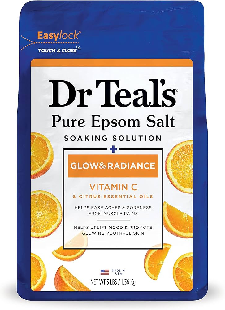 Dr Teal's Pure Epsom Salt Soak, Glow & Radiance with Vitamin C & Citrus Essential Oils, 3 lbs (Pa... | Amazon (US)