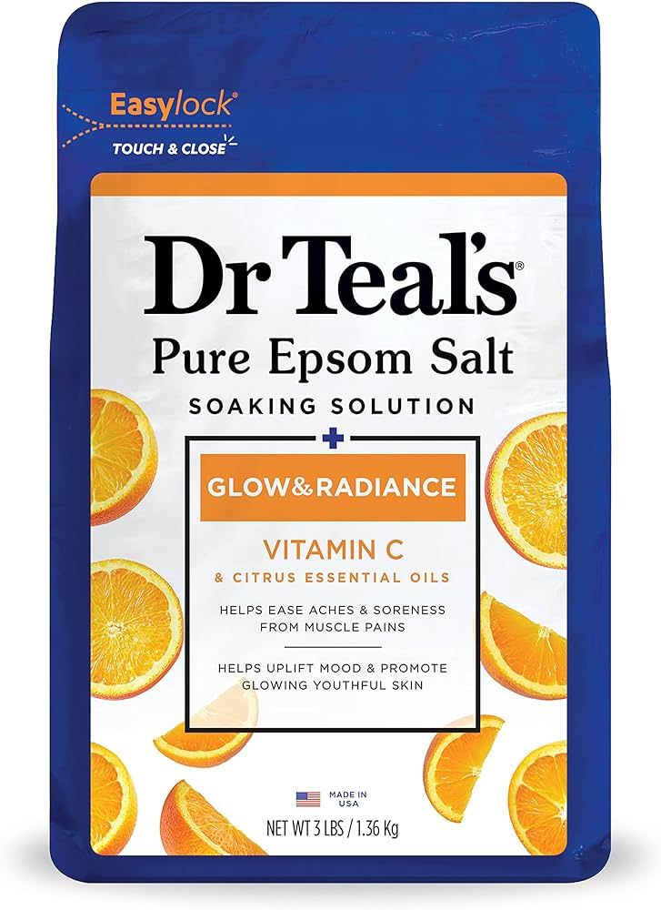 Dr Teal's Salt Soak with Pure Epsom Salt, Glow & Radiance with Vitamin C & Citrus Essential Oils,... | Amazon (US)