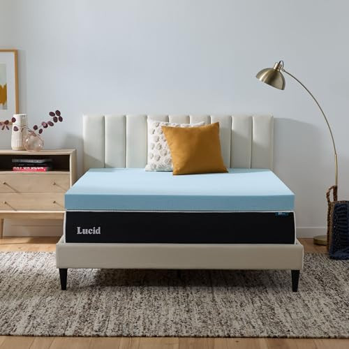 Lucid 4 Inch Memory Foam Mattress Topper, Twin XL Size – Cooling Gel Bed Topper – Preassure-Relieving Ultra Plush Feel – Ventilated Breathable Design – CertiPur Certified - Dorm Room Essentials | Amazon (US)