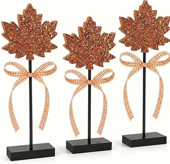 Wooden Fall Leaves Decor, Fall Decorations for Home | Vintage 3 Pcs Fall Leaves Home Decor Farmho... | Amazon (US)