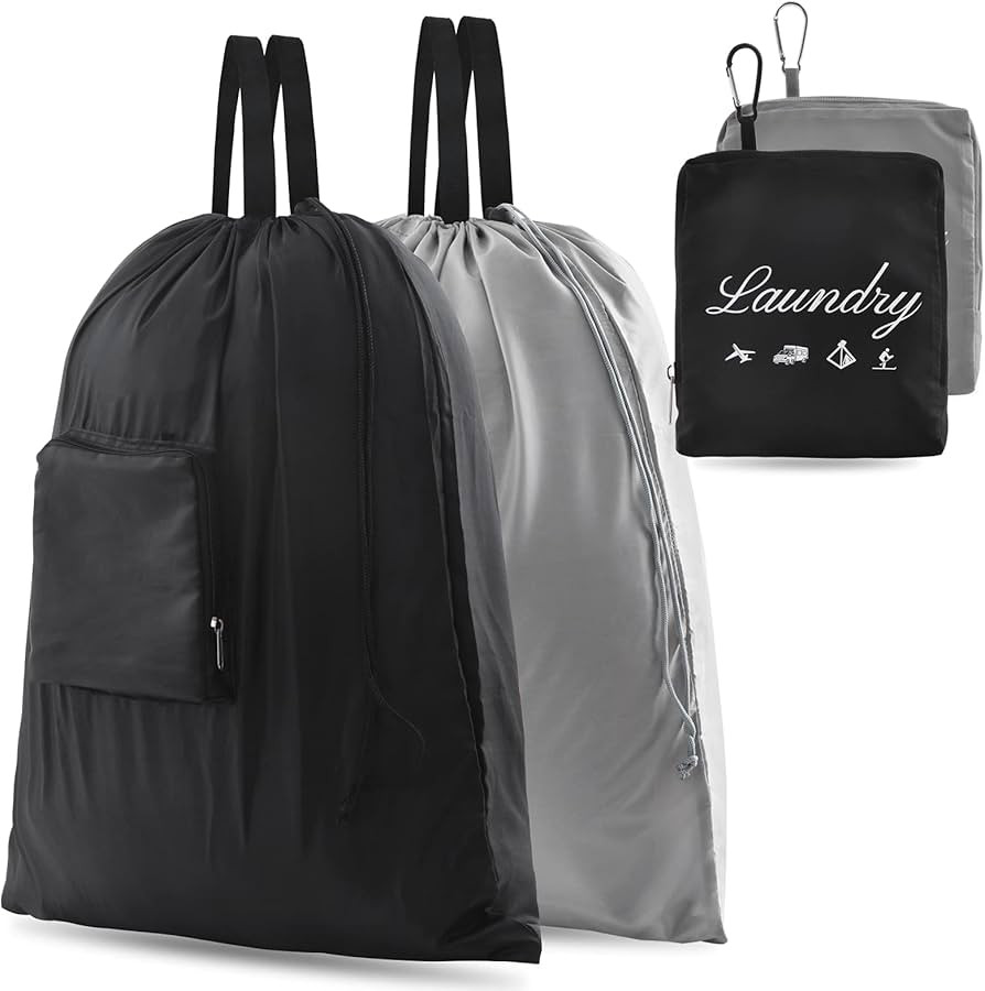 2 Pcs JHX Travel Laundry Bags, Dirty Clothes Organizer【Upgraded】with Handles and Aluminum Car... | Amazon (US)