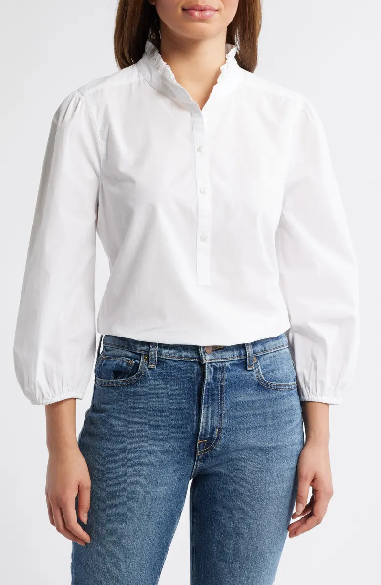 Ruffle Trim Cotton Poplin Popover | Nordstrom