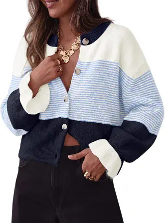 Trendy Queen Women's Cropped Color Block Cardigan | Amazon (US)