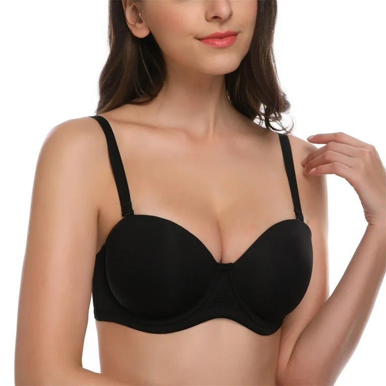 Wingslove Women's Strapless Push Up Bra Plus Size Full Figure Underwire Multiway Contour Bra,Blac... | Walmart (US)
