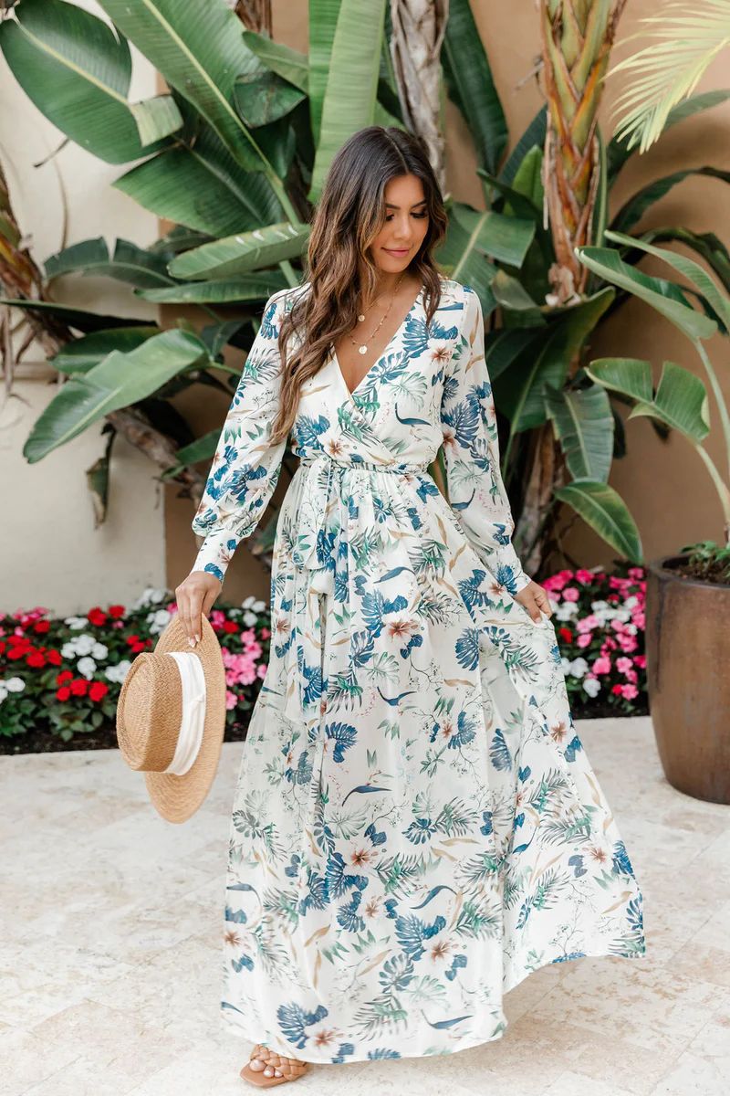 My Dearest Darling Ivory Floral Maxi Dress | The Pink Lily Boutique