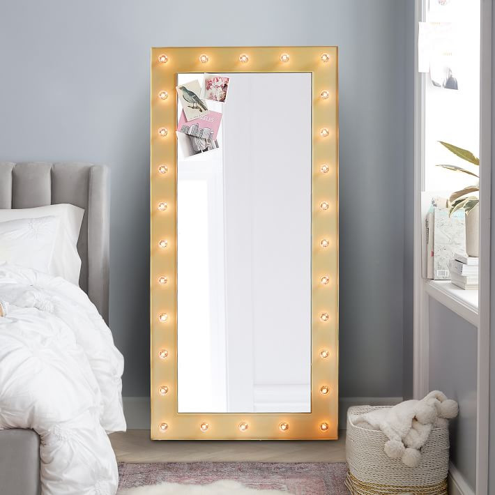 Marquee Floor Length Light Mirror | Pottery Barn Teen