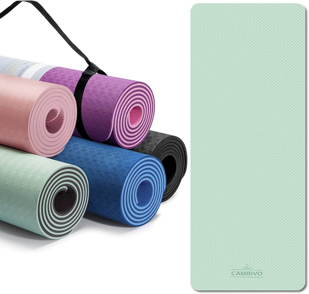 CAMBIVO Extra Thick Yoga Mat for Women Men Kids, Professional TPE Yoga Mats, Workout Mat with Car... | Amazon (US)