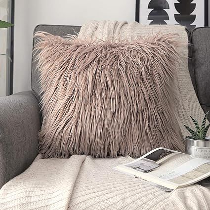Phantoscope Luxury Series Throw Pillow Covers Faux Fur Mongolian Style Plush Cushion Case for Cou... | Amazon (US)