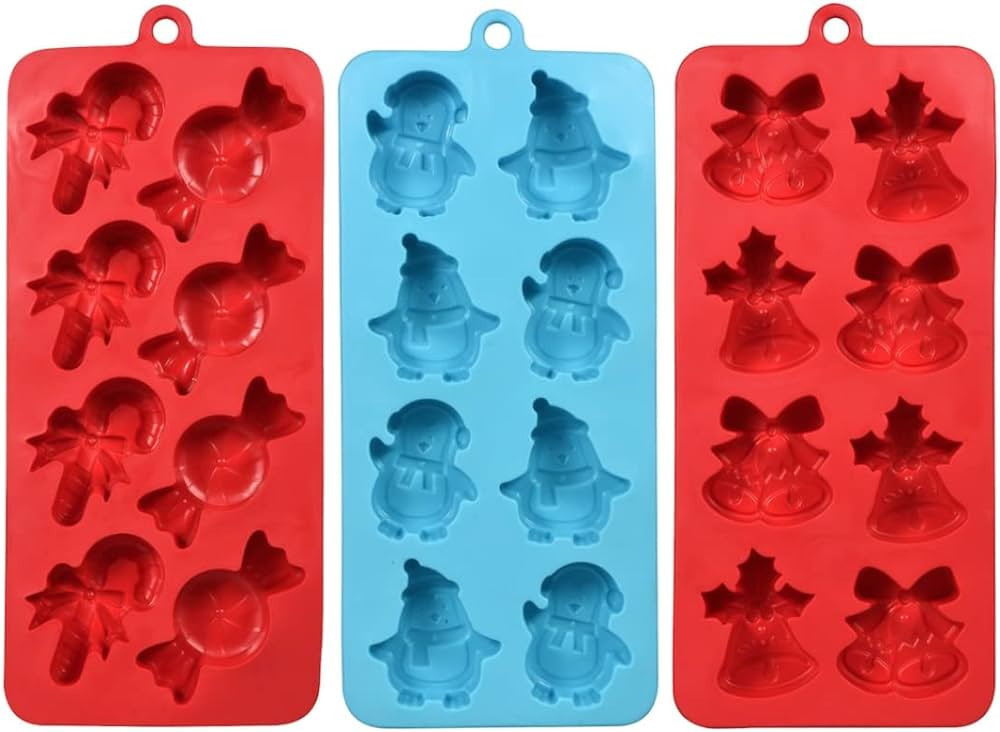Christmas Ice Cube Tray Mold Set | 3pcs | Candy Penguins Holly Bells | Amazon (US)