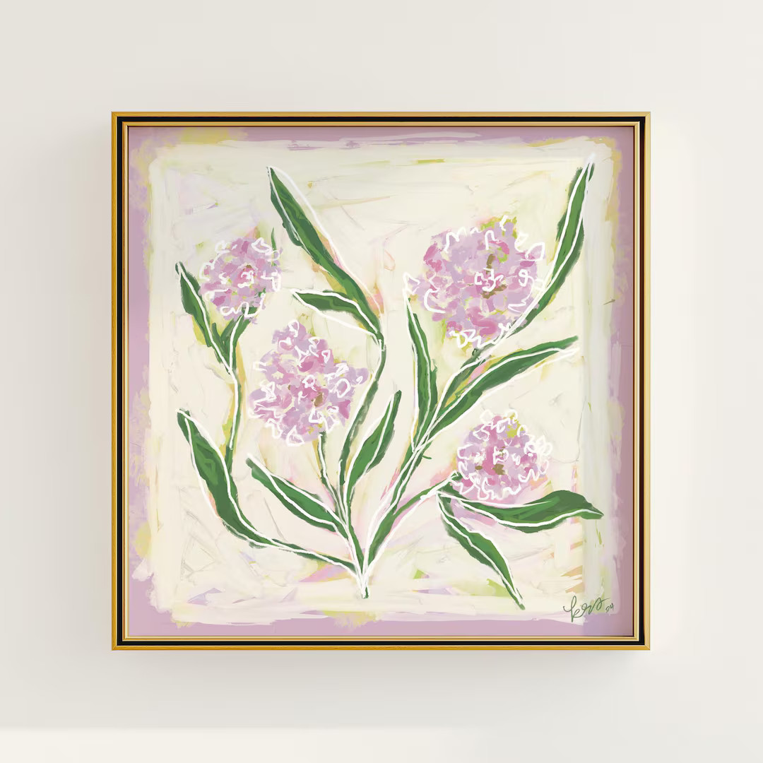 Modern Southern Floral Wall Art | Digital Download of Pink Flower Arrangement | Feminine Light Pi... | Etsy (US)