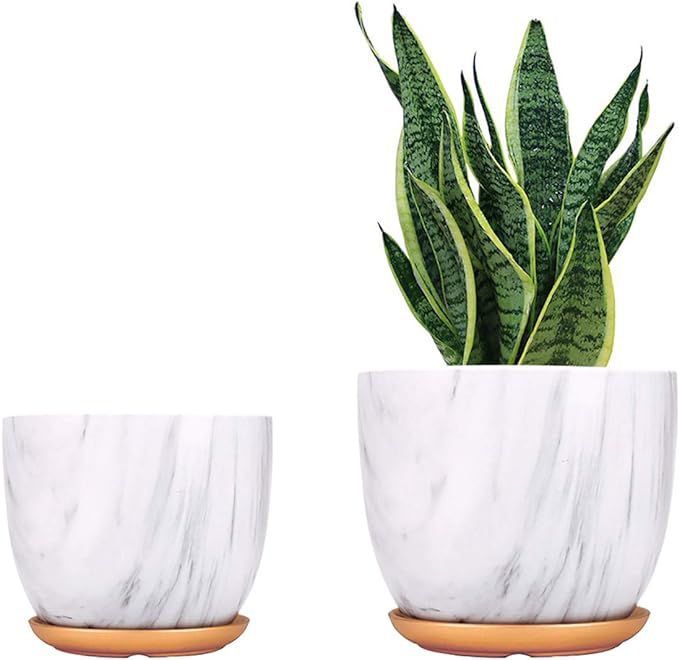 Ceramic Plant Pots 7+ 5.5 Inch Medium & Small Flower Modern Style Floor Planters Indoor & Outdoor... | Amazon (US)