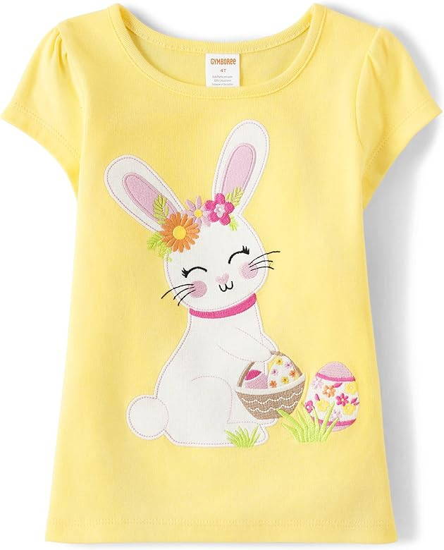 Gymboree Girls' and Toddler Spring and Summer Embroidered Graphic Short Sleeve T-Shirts | Amazon (US)
