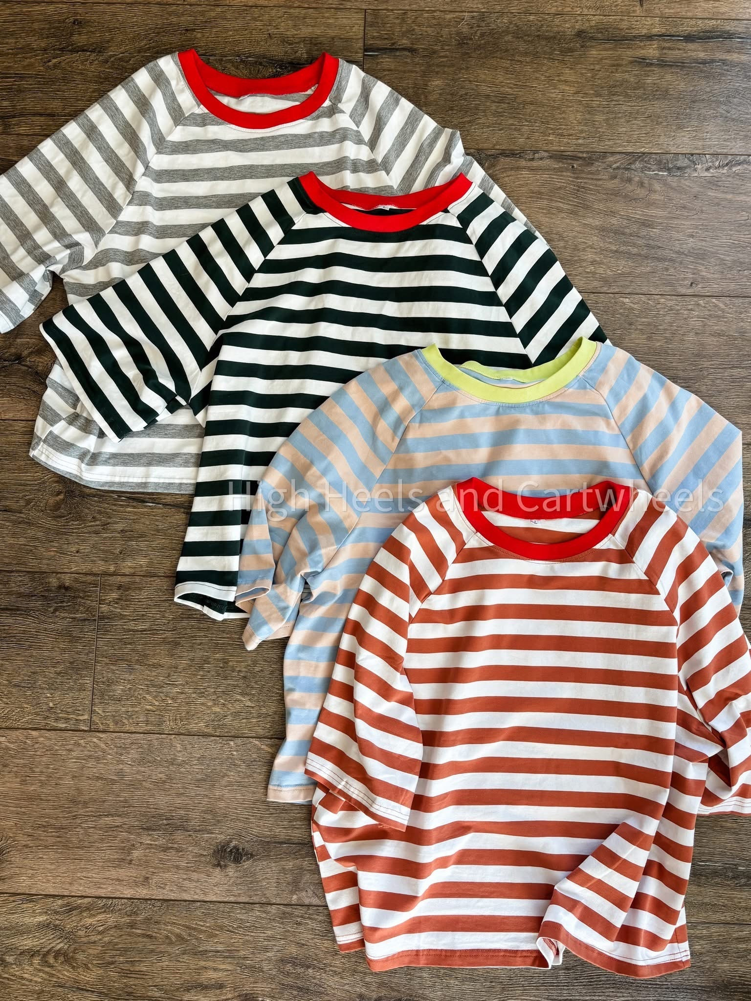 Absolutely loving these striped tees! The colors are so fun. Great price also!