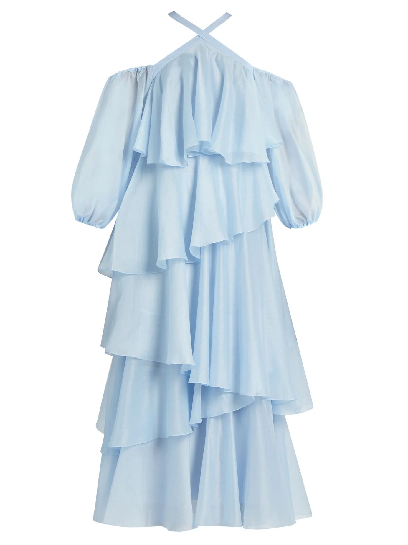 Cross-strap tiered-ruffled georgette dress | Matches (US)