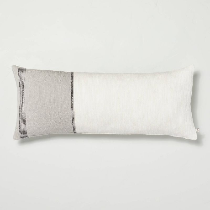 12&#34; x 30&#34; Color Block Border Lumbar Pillow with Zipper Gray - Hearth &#38; Hand&#8482; wi... | Target