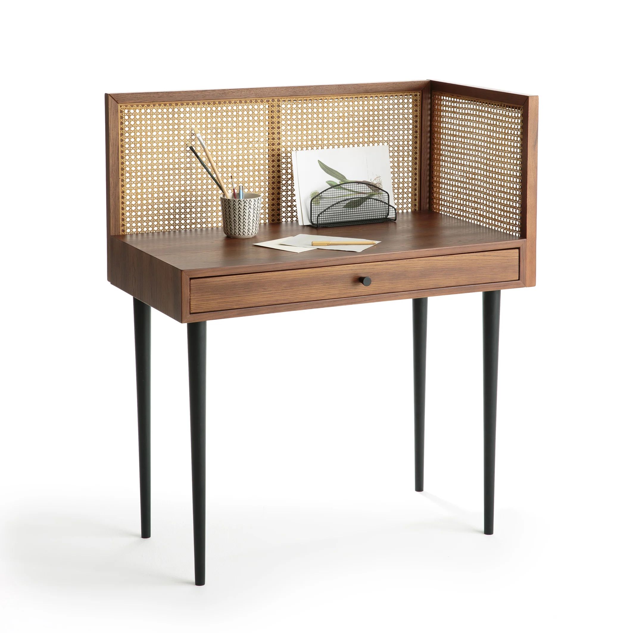 Noya Vintage Desk with Rattan Panels | La Redoute (UK)