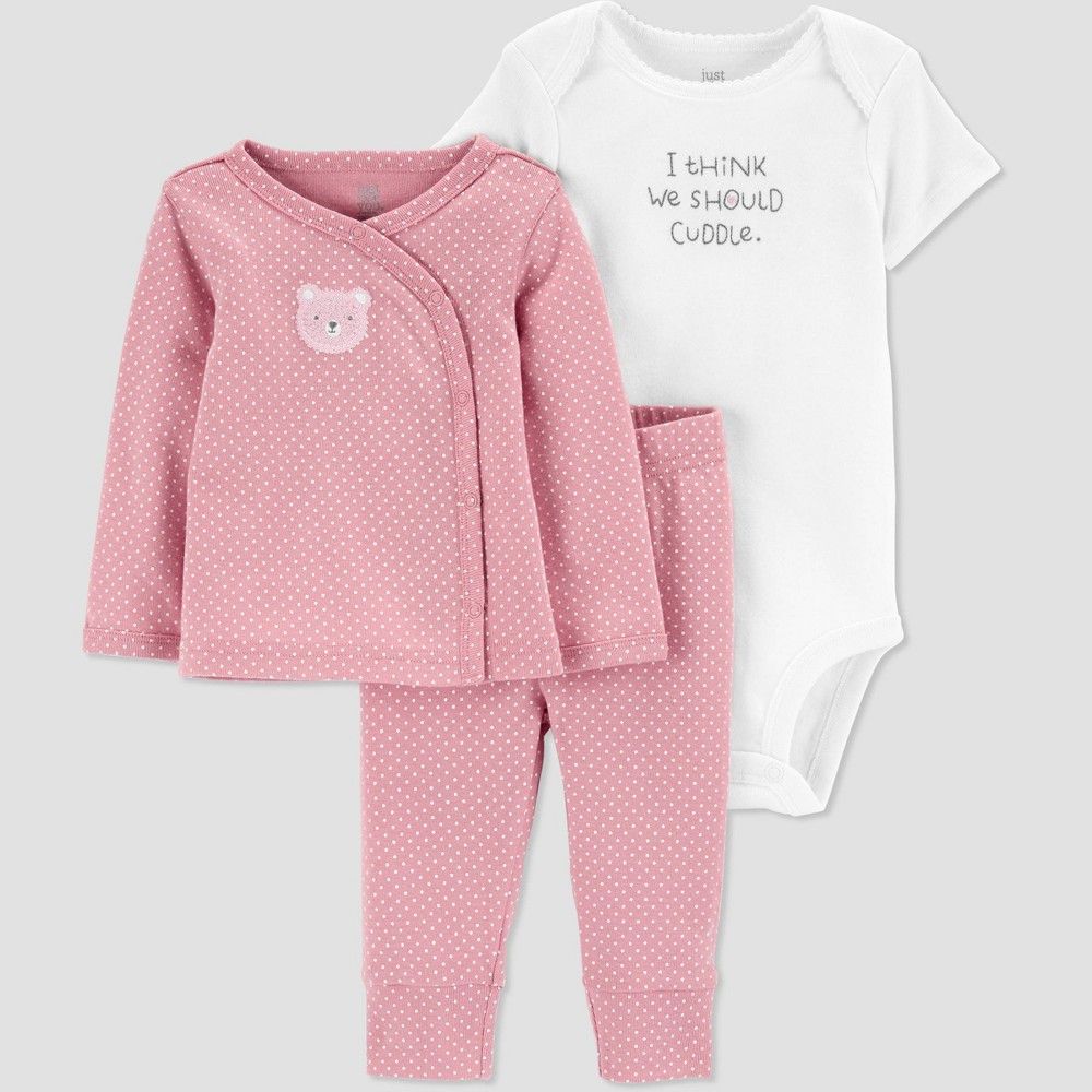 Baby Girls' 3pc Top and Bottom Set with Cardigan - Just One You made by carter's Pink Preemie | Target