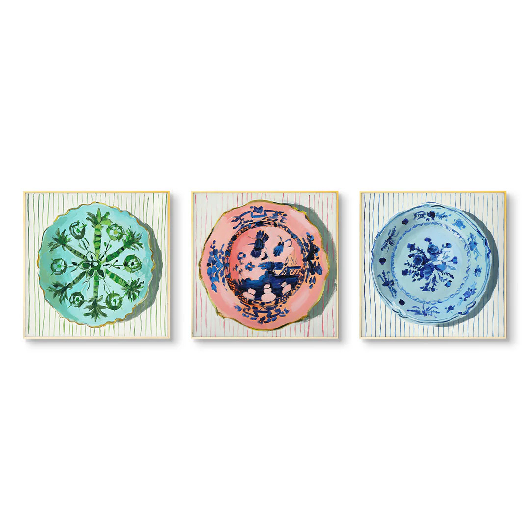Decorative Garden Plate Art Prints Trio by Jenny Westenhofer | Vintage-Inspired Wall Art | Urban Garden Prints