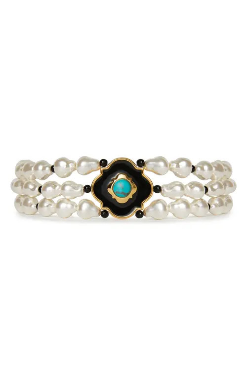 Lele Sadoughi Biltmore Diana Faux Pearl Triple Row Choker in Patina Green at Nordstrom | Nordstrom