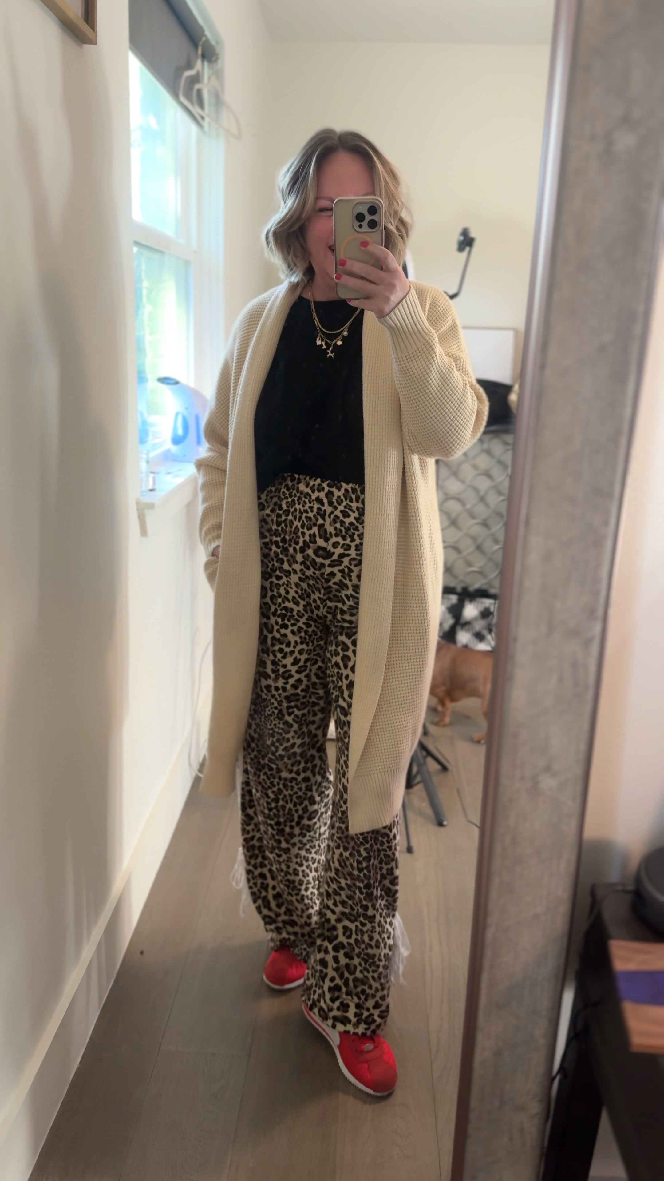 Large tee & cardi; XL pants, the cutest sneakers in youth size (size down two from womens for kid size)

#LTKMidsize #LTKPetite #LTKFindsUnder50