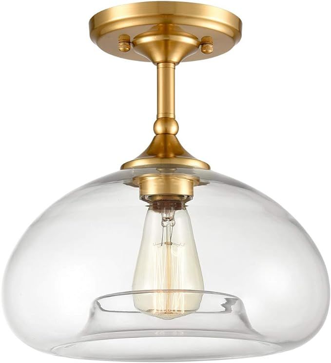 Modern Clear Glass Globe Ceiling Lights Brass Flush Mount Ceiling Lighting | Amazon (US)