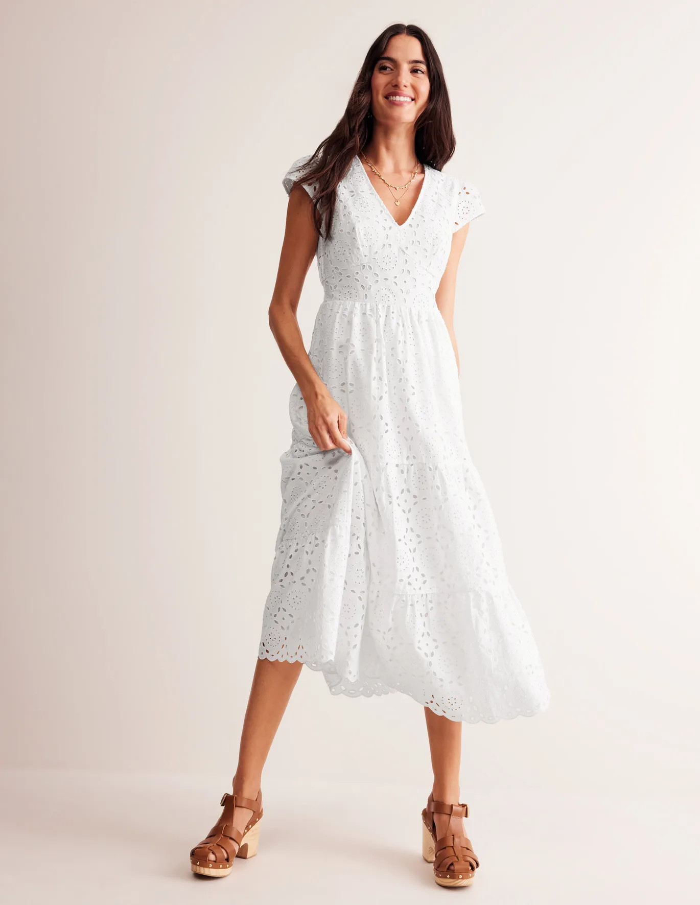 May Broderie Midi Tea Dress | Boden (US)