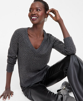 I.N.C. International Concepts Women's Rhinestone Embellished Sweater, Macy's Exclusive - Macy's | Macy's