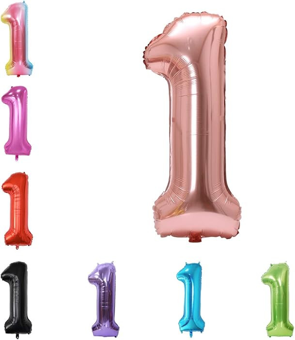 40 Inch Large Foil Helium Number Balloon Birthday Wedding Party 0-9 (Rose Gold, 1) | Amazon (US)