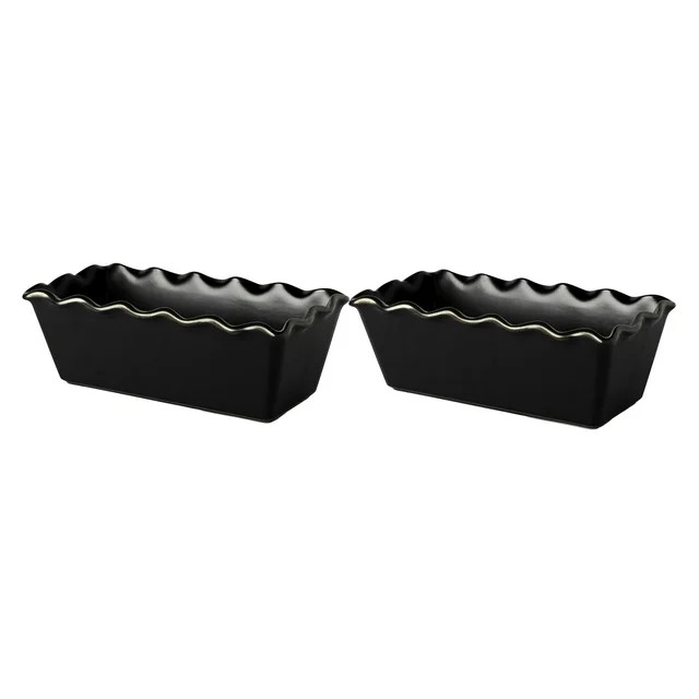 Thyme & Table 9" Ceramic Loaf Dish 2-Piece Set, Onyx | Walmart (US)