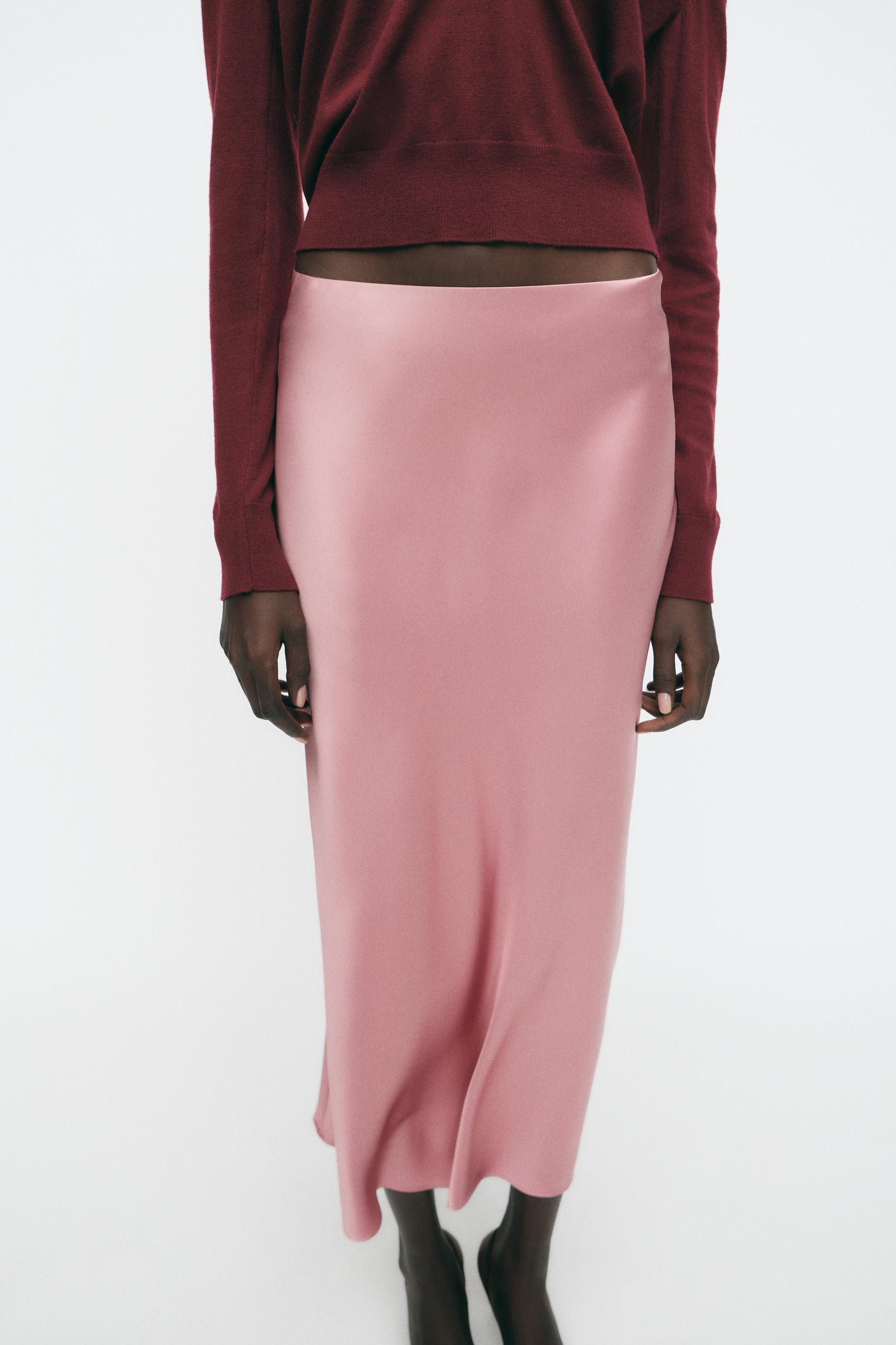 SATIN EFFECT MIDI SKIRT | Zara US