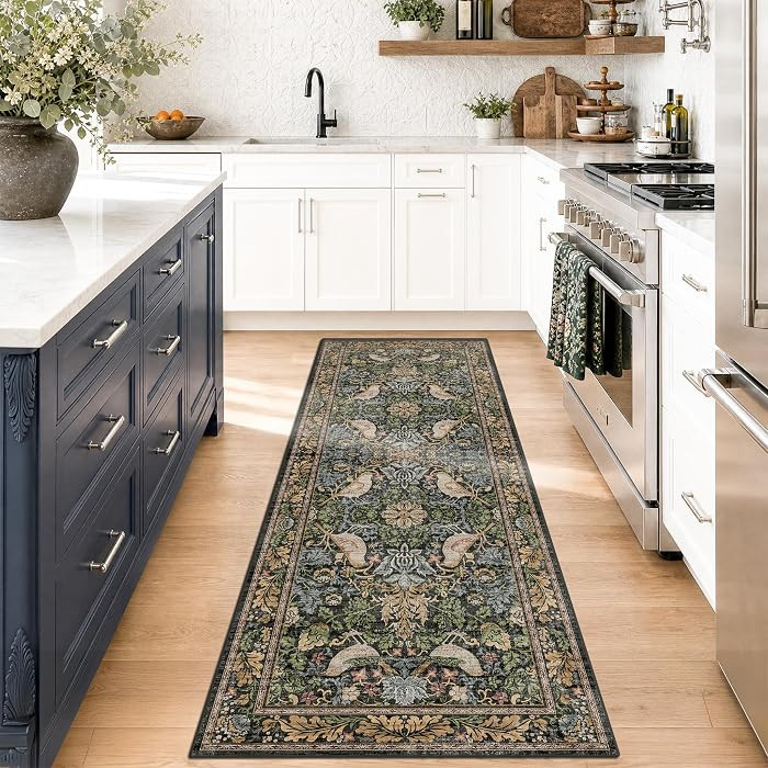 Floral Kitchen Runners - 2x6 Runner Rug for Hallway Bathroom Laundry Room Bedroom Beside Bed Entr... | Amazon (US)