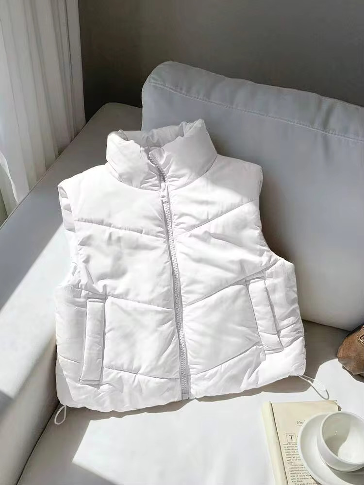 Comfortcana Winter Zip Up Double Face Snap Button Corduroy Drawstring Vest Coat | SHEIN