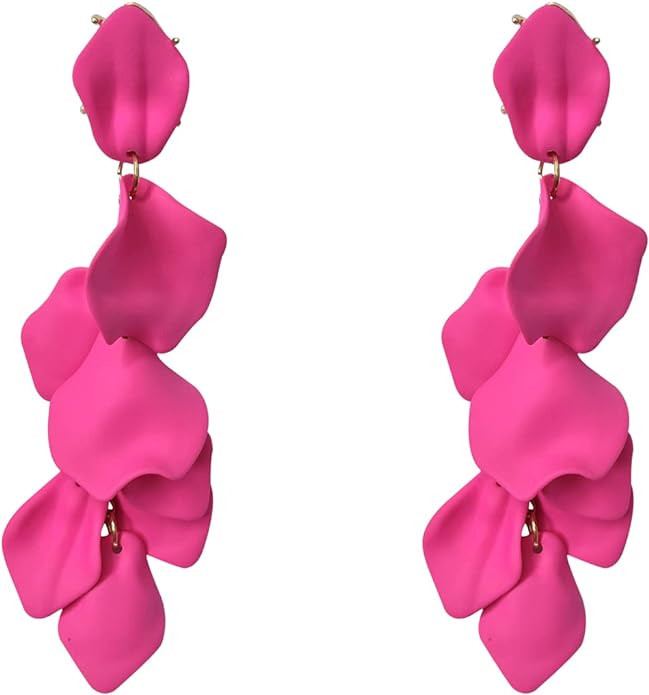 Long Acrylic Rose Petal Earrings Dangle Exaggerated Flower Earrings Drop Statement Floral Tassel ... | Amazon (US)