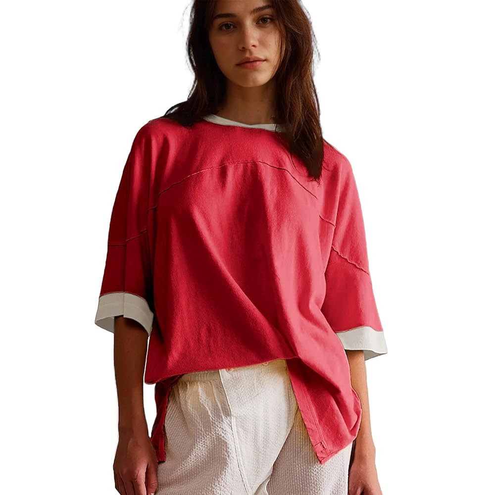 Songling Womens 3/4 Length Sleeve Casual Loose Fit Summer Tee Shirt Basics Cotton t Shirts Trendy... | Amazon (US)
