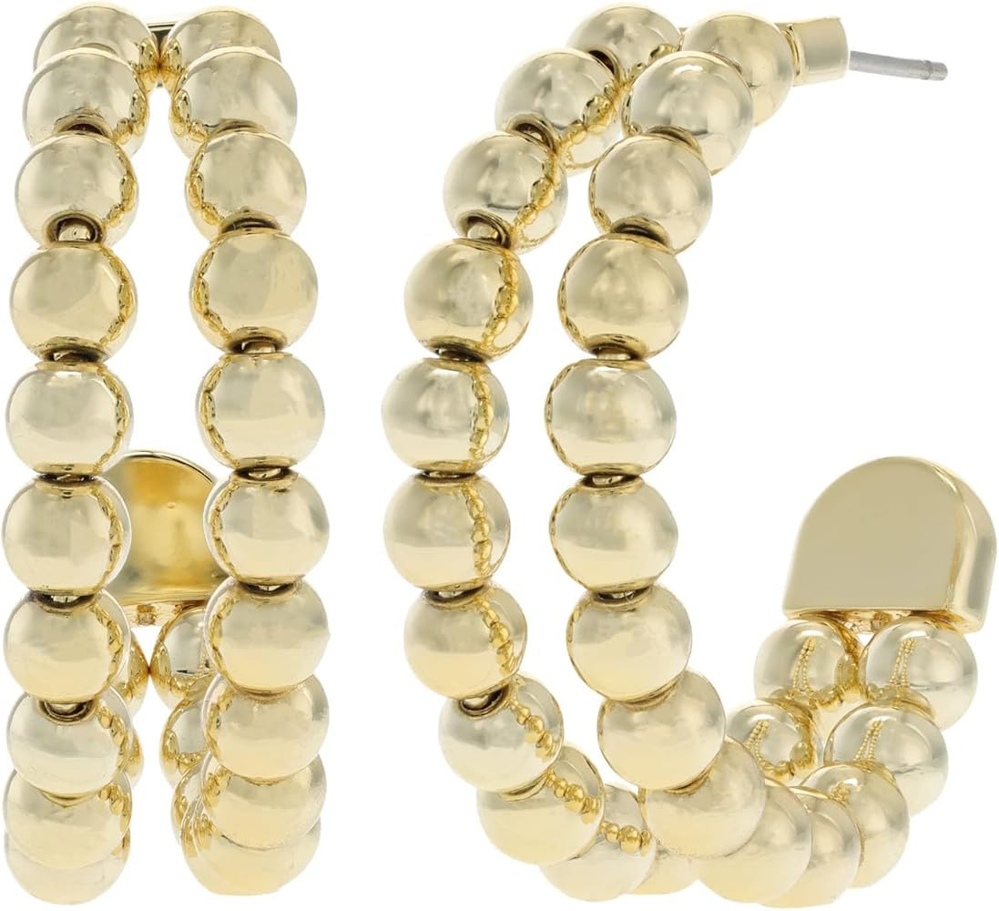 Amazon.com: Draper James Gold Bead Split Hoops Earrings Gold One Size: Clothing, Shoes & Jewelry | Amazon (US)