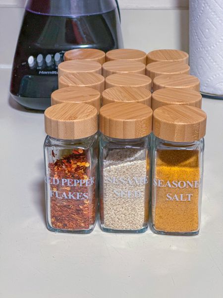 These spice jars are a great addition to refresh your kitchen.

Comes with a spout for easy pour. Three types of labels to fit any home

#LTKunder50 #LTKFind #LTKhome