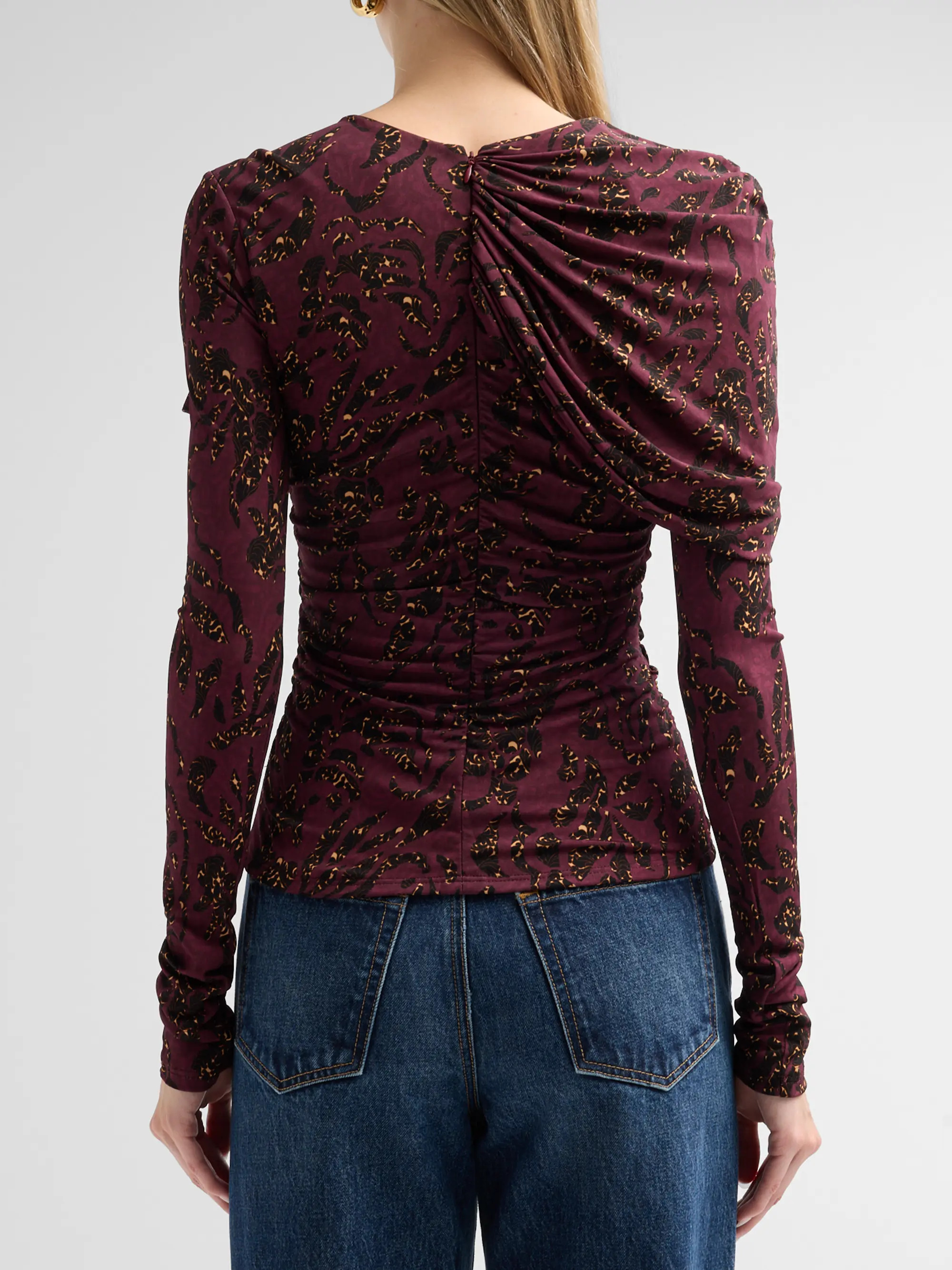 Ulla Johnson Neema Printed Draped Jersey Top | Saks Fifth Avenue | Saks Fifth Avenue