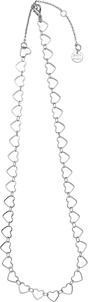 Pura Vida 14" Rose Gold or Silver Plated Heart Charm Choker Necklace - Adjustable Chain, Brass Ba... | Amazon (US)