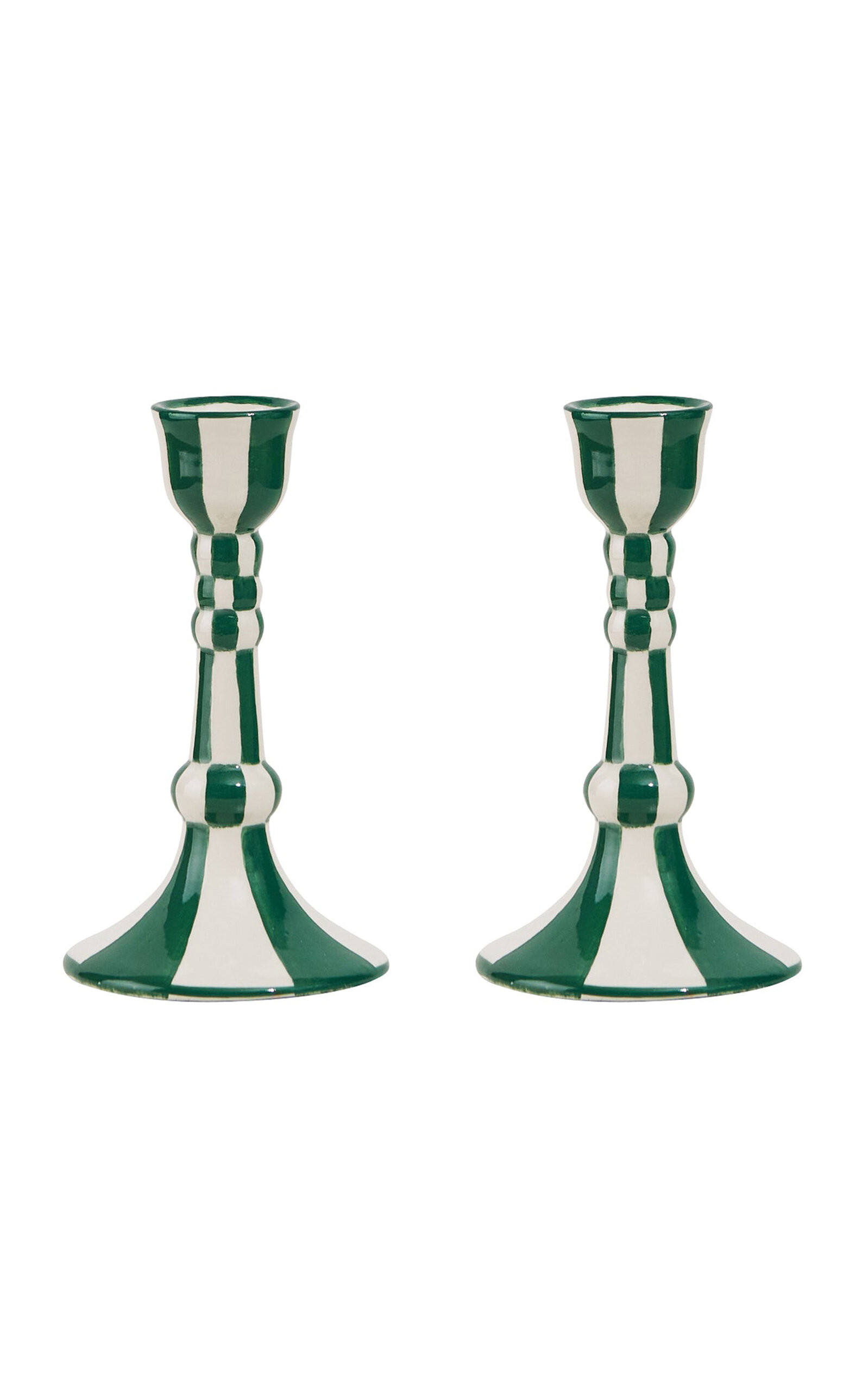 Still Life Set-Of-Two Hand-Painted Ceramic Candleholder | Moda Operandi (Global)