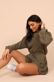 Sloane Sweater Romper - Olive | Petal & Pup (US)